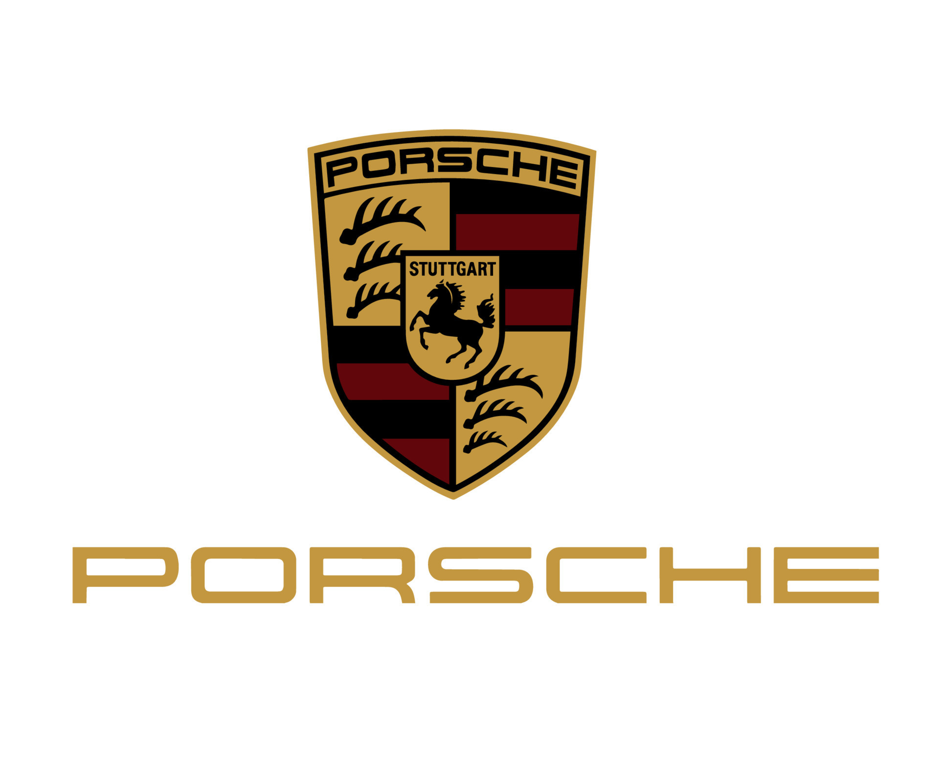 Porsche Logo Brand Car Symbol With Name Gold Design German Automobile