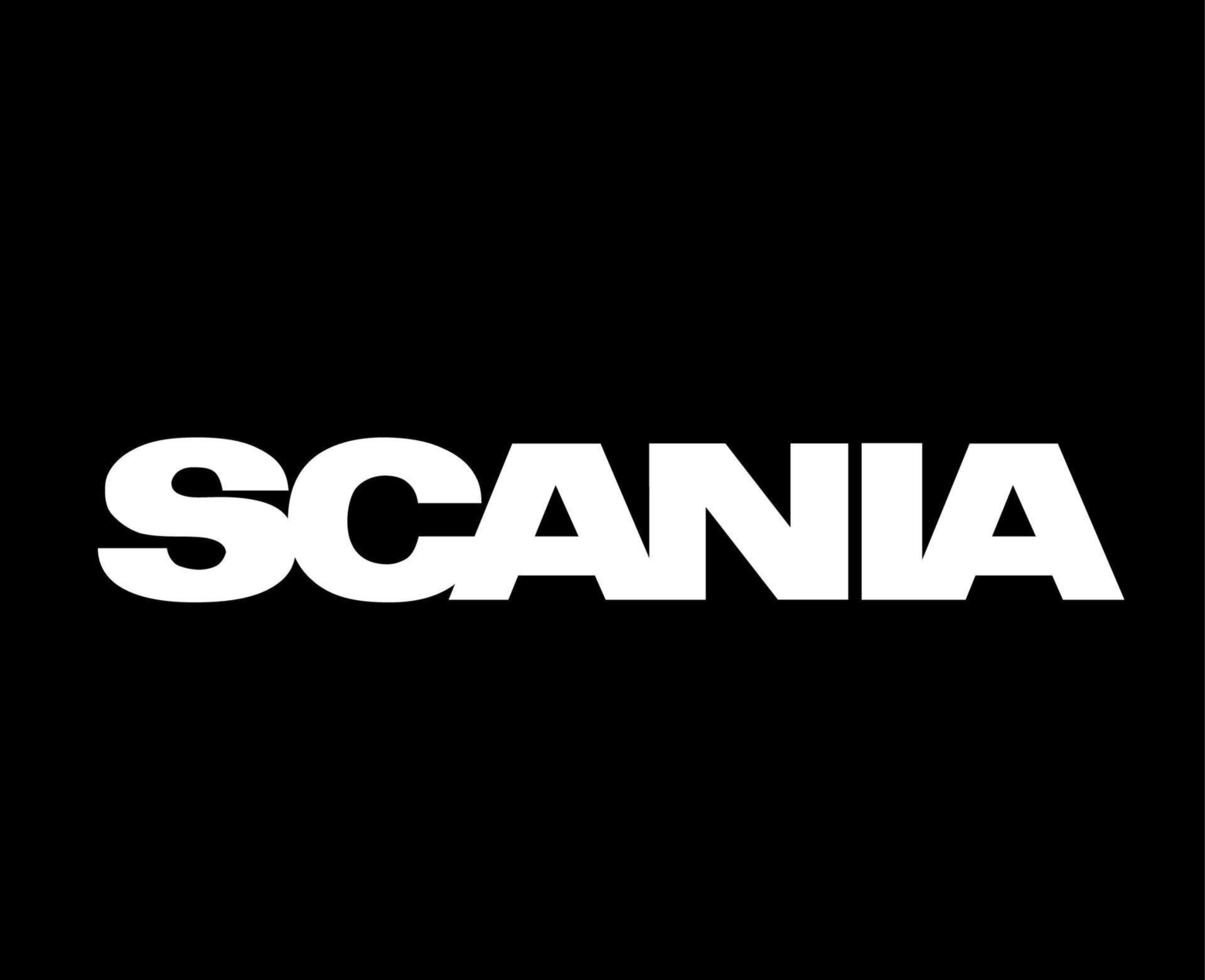 Scania Brand Logo Car Symbol Name White Design Swedish Automobile Vector Illustration With Black Background