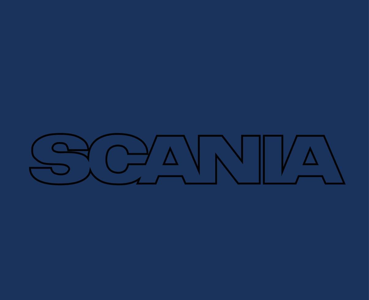 Scania Brand Logo Symbol Name Black Design Swedish Car Automobile Vector Illustration With Blue Background