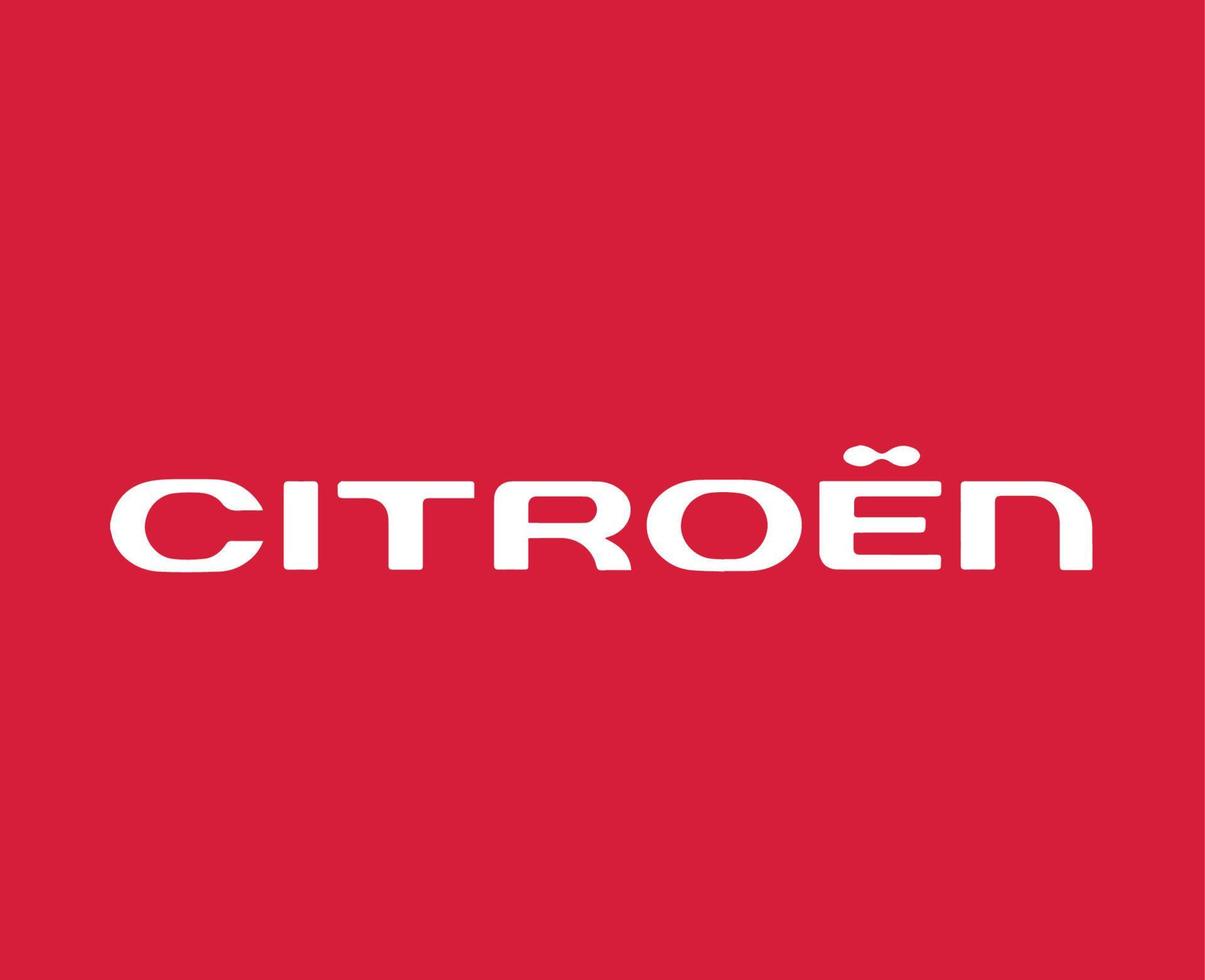 citroen marca logo símbolo nombre blanco diseño francés coche automóvil vector ilustración con rojo antecedentes