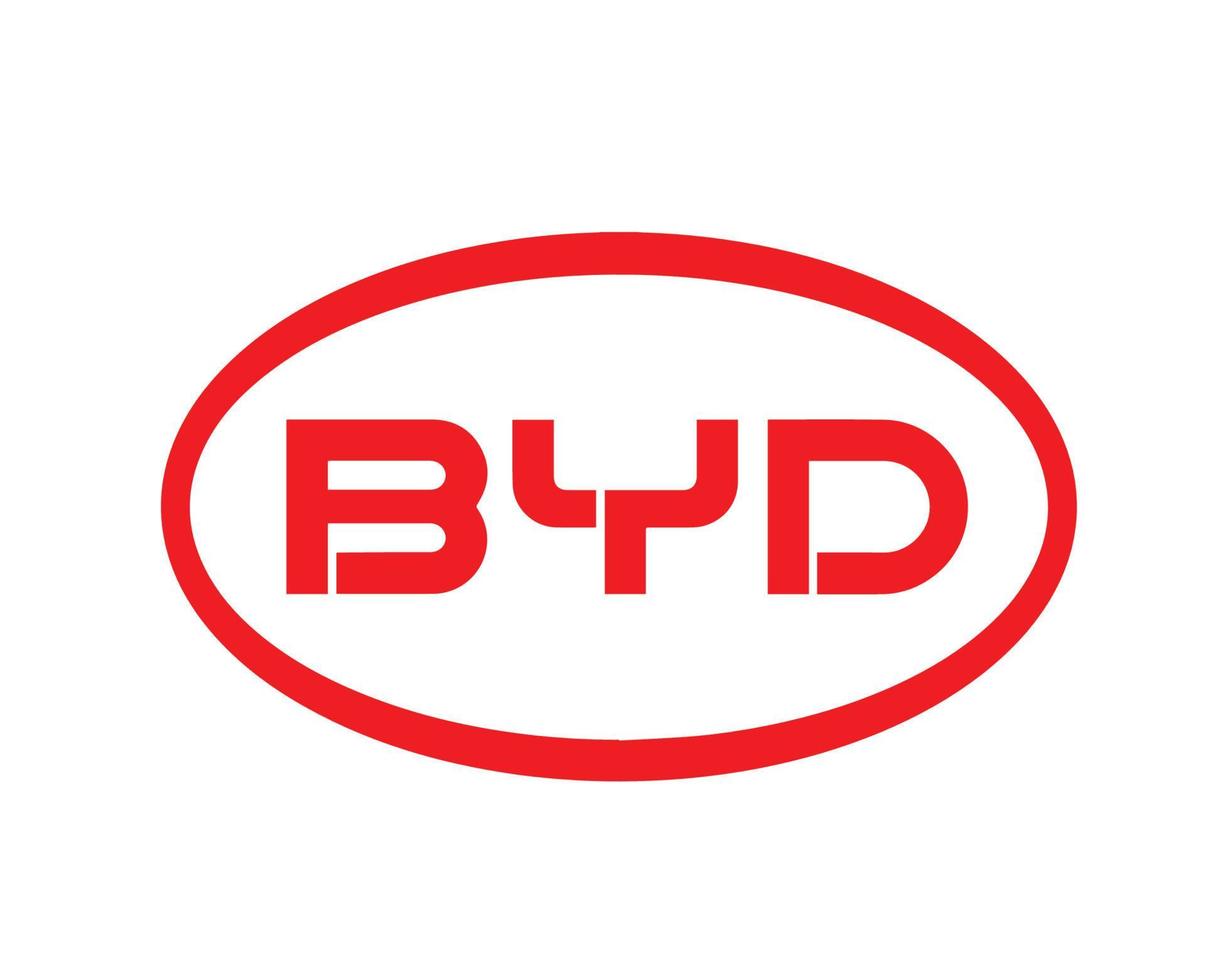 BYD Brand Logo Car Symbol Red Design China Automobile Vector Illustration