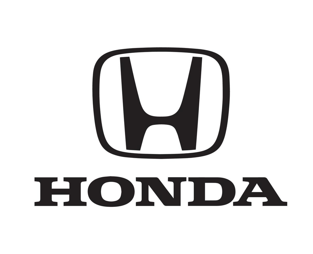 Honda Logo Brand Symbol With Name Black Design Japan Car Automobile Vector Illustration