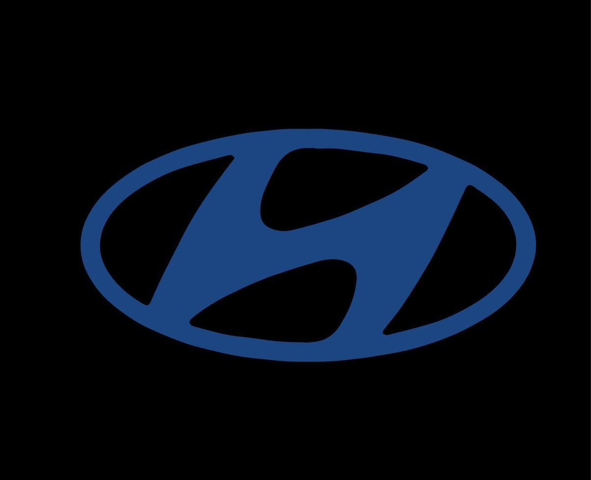 Hyundai Brand Logo Car Symbol Blue Design South Korean Automobile Vector Illustration With Black Background