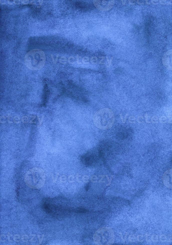 Watercolor deep blue background painting texture. Hand painted old watercolour backdrop. Sky blue stains on paper. Elegant overlay. photo