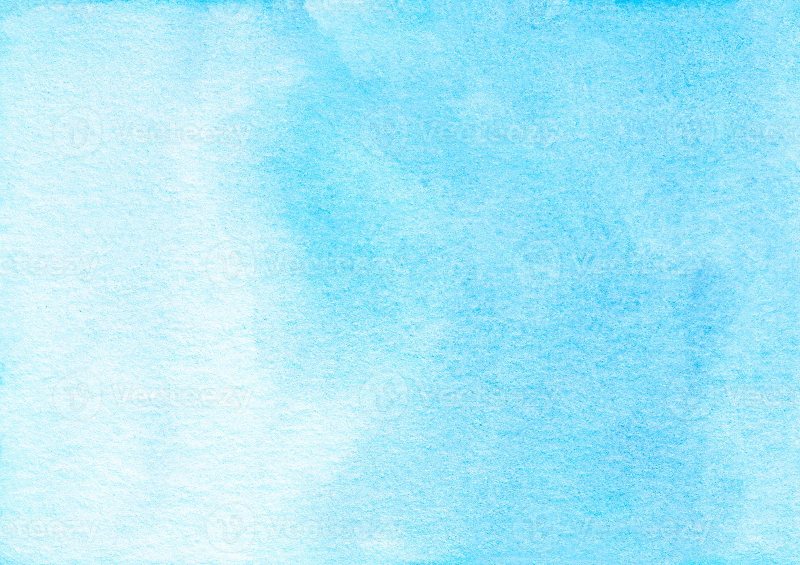 Watercolor light blue gradient background texture. Aquarelle abstract bright sky blue ombre