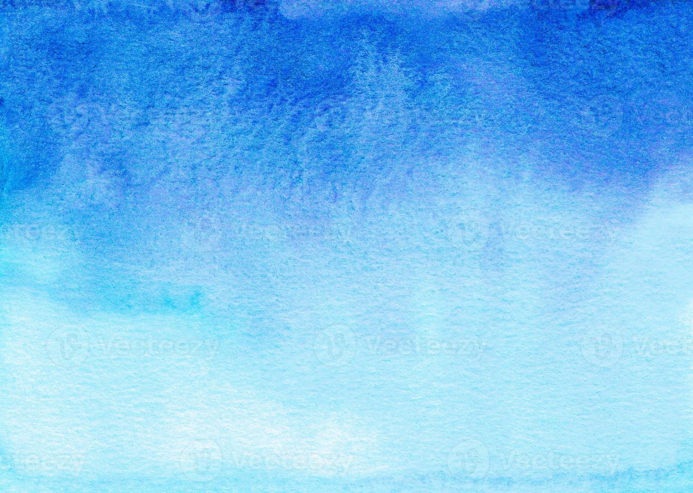 Watercolor deep blue and white gradient background. Watercolour cerulean ombre backdrop texture. photo