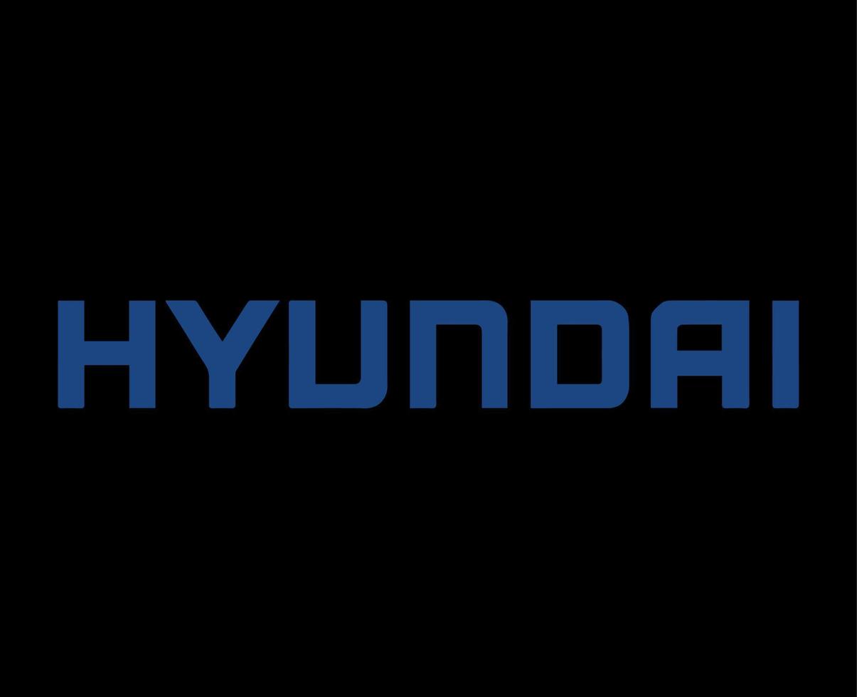Hyundai marca logo coche símbolo nombre azul diseño sur coreano automóvil vector ilustración con negro antecedentes