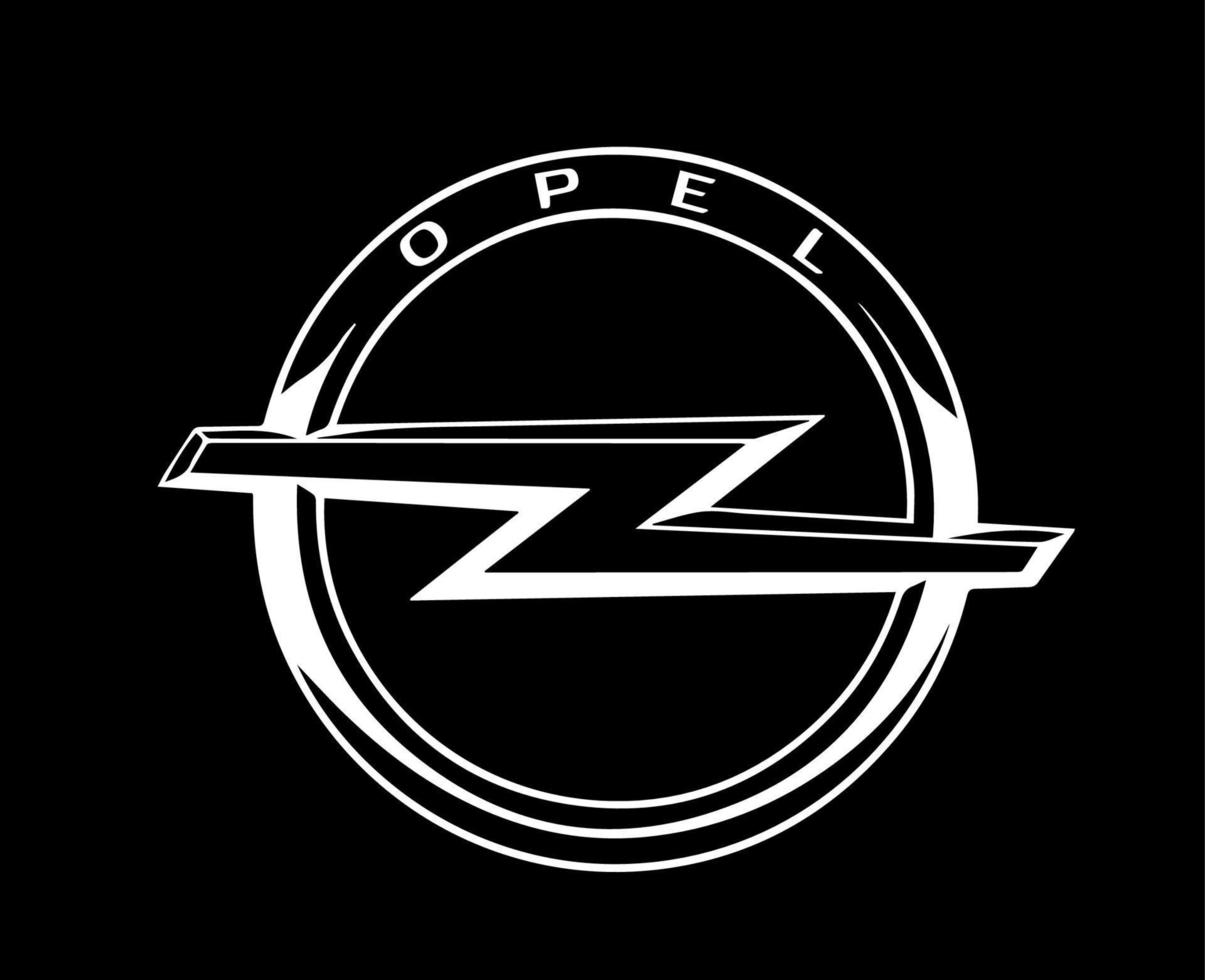 Opel Brand Logo Car Symbol White Design german Automobile Vector Illustration With Black Background