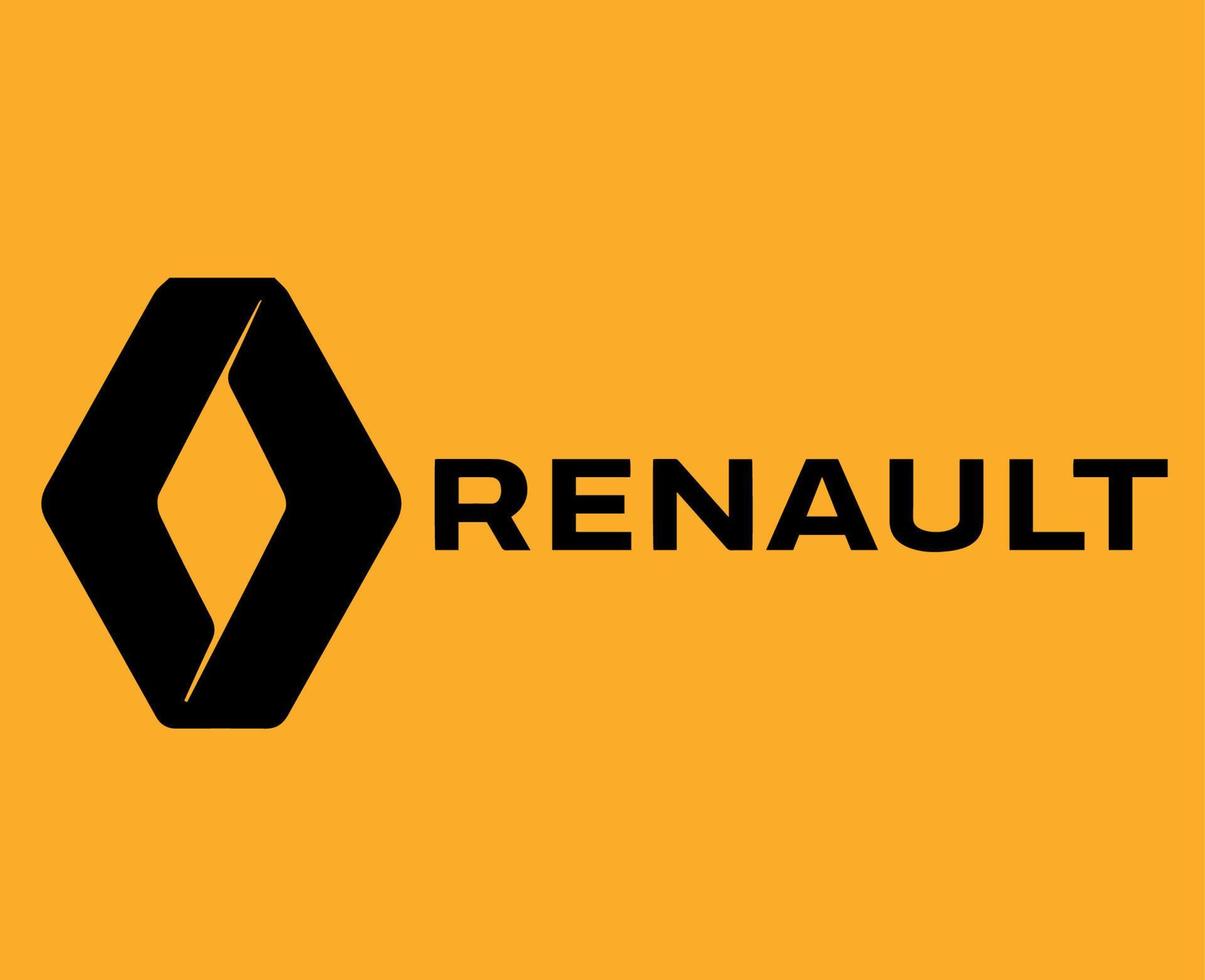 renault logo marca símbolo con nombre negro diseño francés coche automóvil vector ilustración con amarillo antecedentes