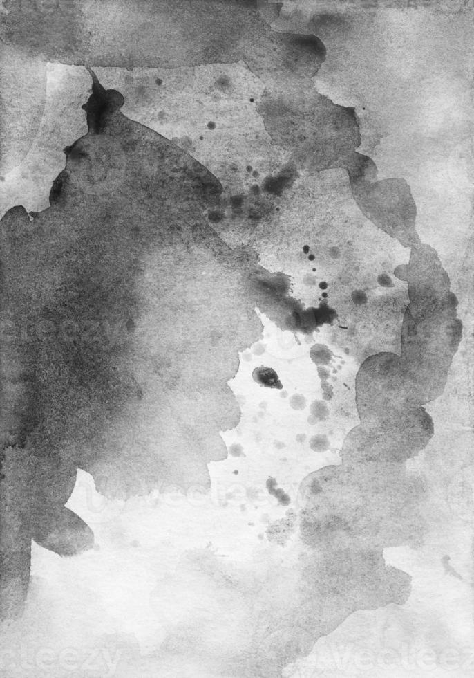 Watercolor black and white background, splash texture. Watercolour monochrome backdrop. Stains on paper. photo