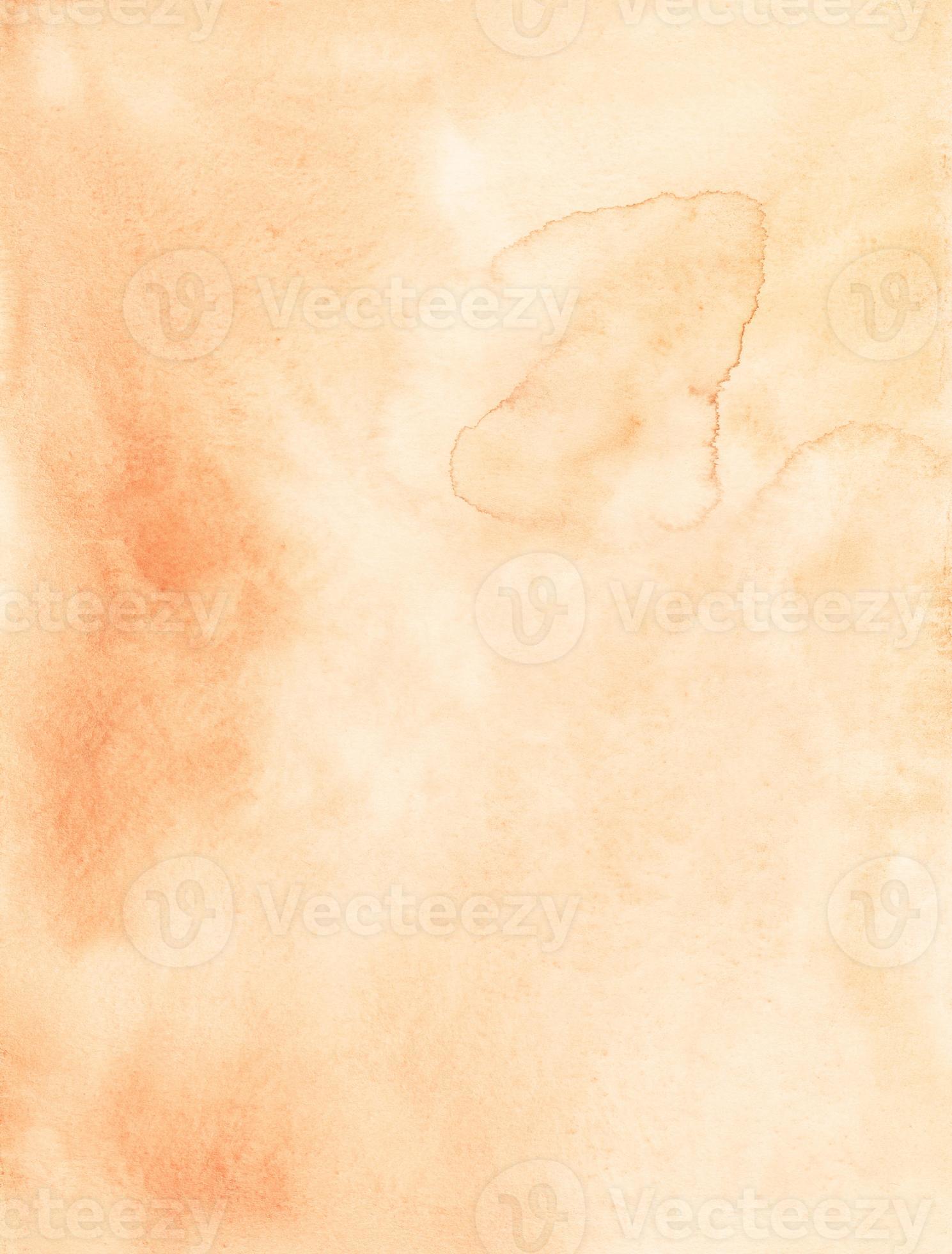 Watercolor light peach color gradient background texture. Pastel orange brush strokes on paper