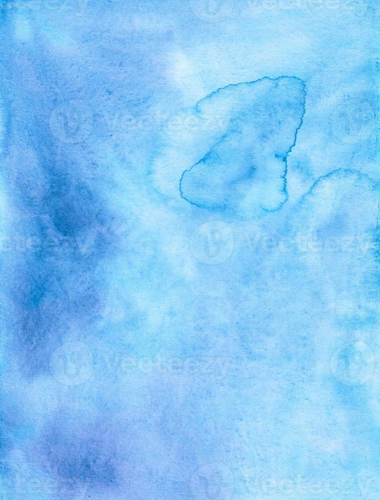 Watercolor blue ombre background texture. Watercolour deep blue gradient. Stains on paper. photo