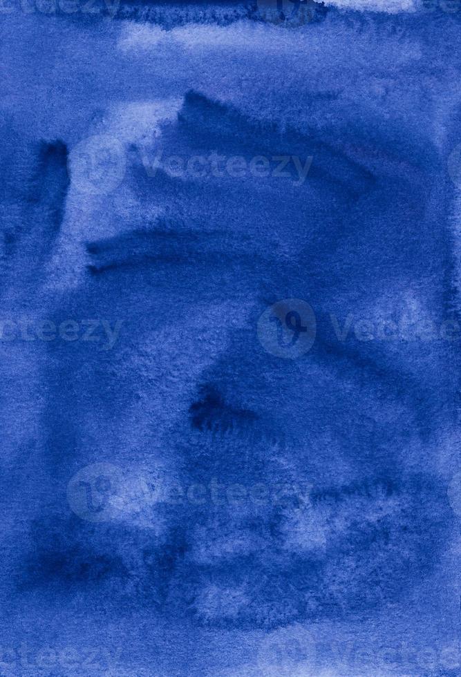 Watercolor dark blue background painting texture. Vintage indigo blue color watercolour backdrop. Stains on paper. photo