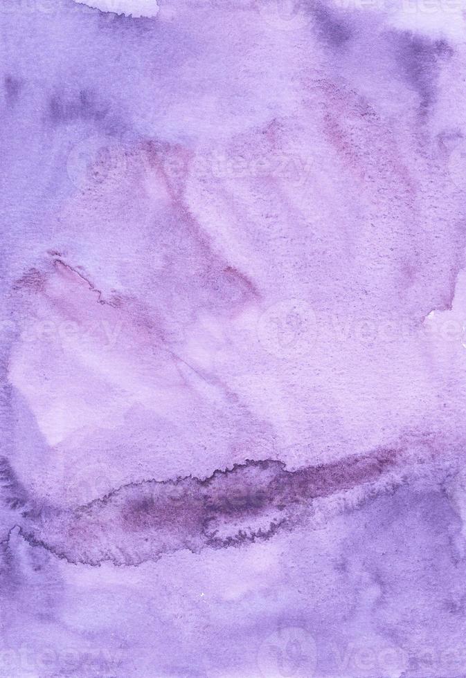 Watercolor light lavender background texture. Pastel purple aquarelle backdrop. Stains on paper. photo