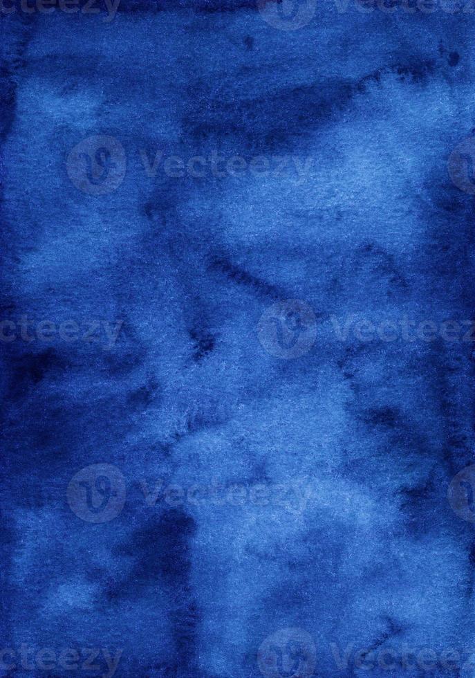 Watercolor dark blue background painting texture. Vintage deep royal blue color watercolour backdrop. Stains on paper. photo