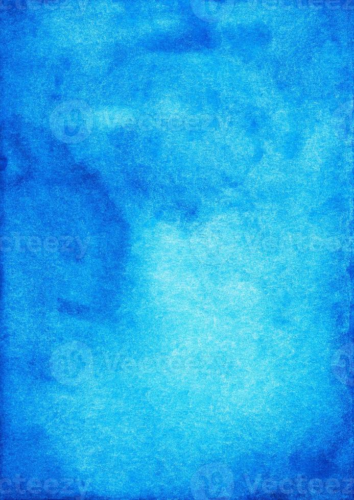 Watercolor deep azure blue background painting texture with space for text. Stains on paper. photo