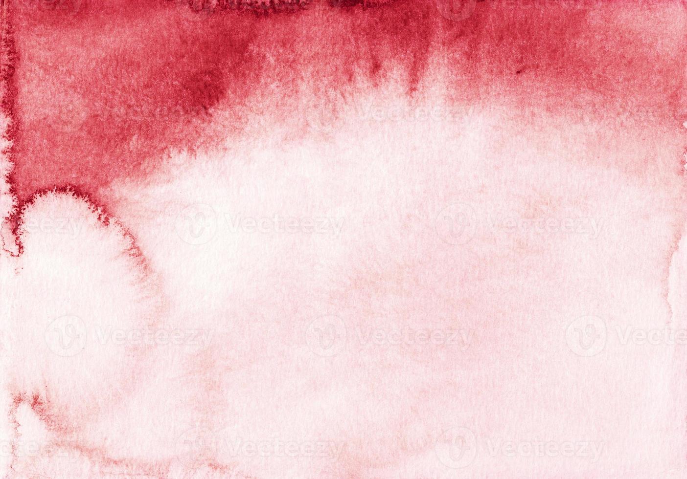 Watercolor old red and white gradient background texture. Deep burgundy stains on paper. Hand painted photo