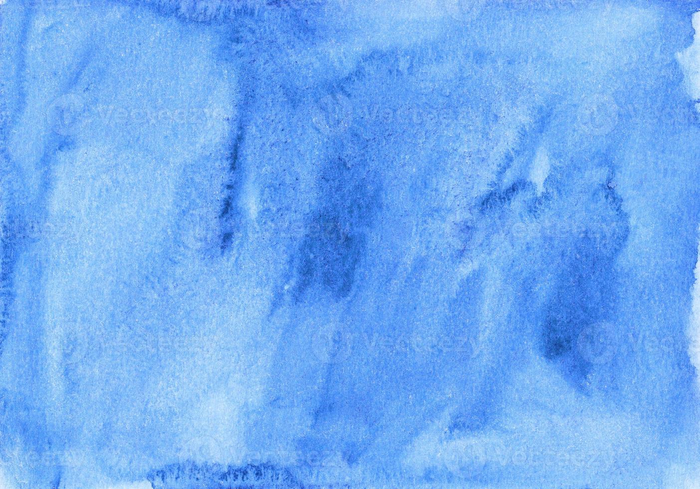 Watercolor liquid sky blue background texture. Hand painted dirty watercolour backdrop. Stains on paper. photo