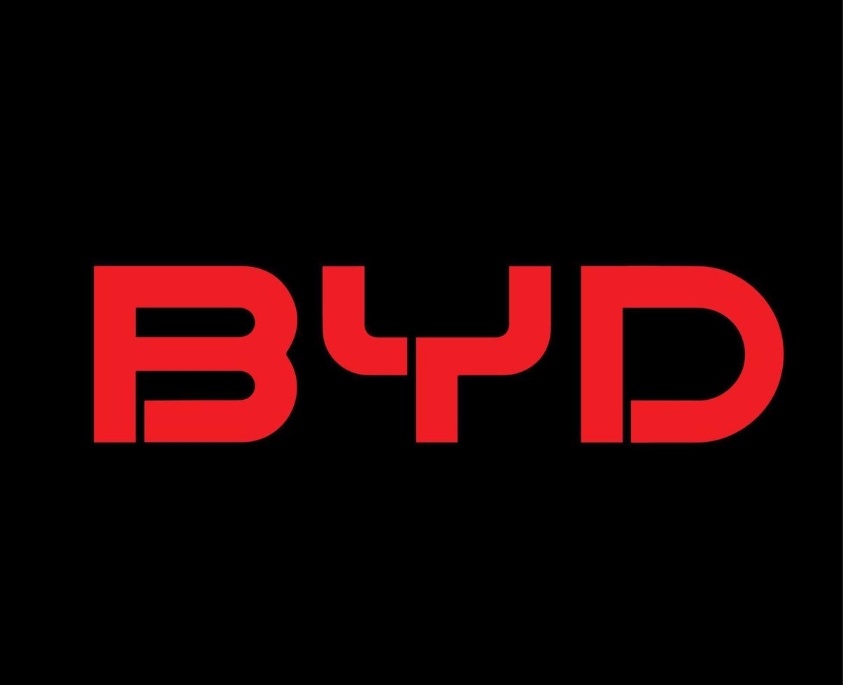byd marca logo coche símbolo nombre rojo diseño China automóvil vector ilustración con negro antecedentes