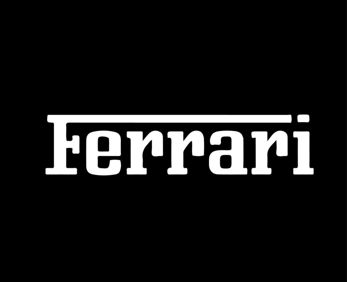 Ferrari Brand Logo Car Symbol Name White Design Italian Automobile Vector Illustration With Black Background