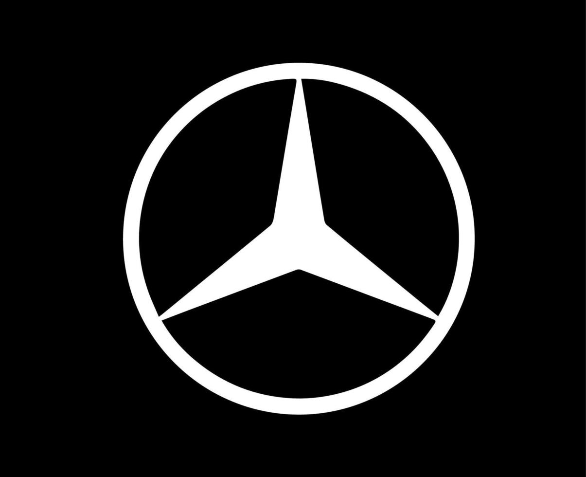 Mercedes Brand Logo Symbol White Design german Car Automobile Vector Illustration With Black Background