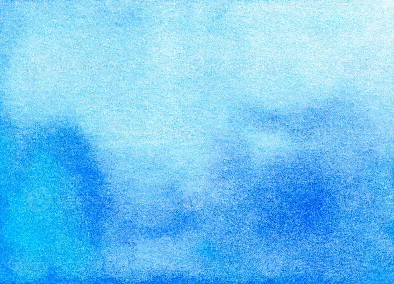 Watercolor blue ombre background hand painted. Aquarelle sky blue gradient backdrop texture