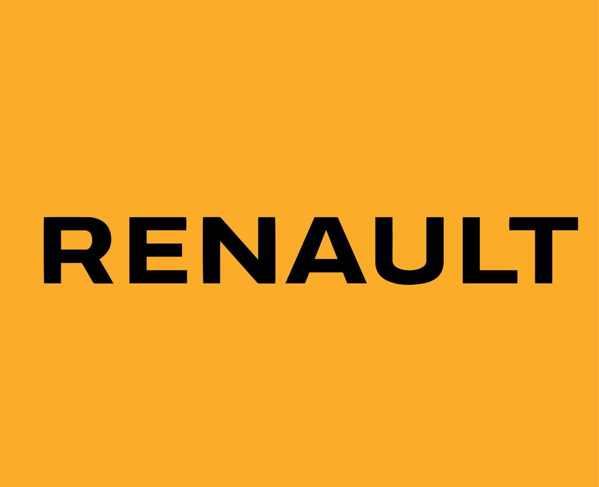 renault marca logo coche símbolo nombre negro diseño francés automóvil vector ilustración con amarillo antecedentes