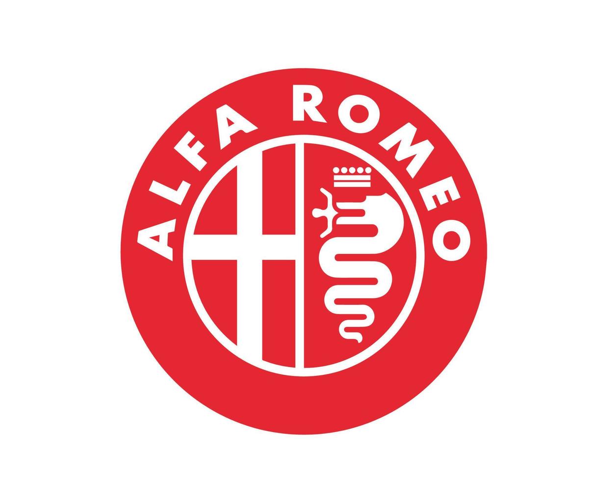 Alfa Romeo Brand Logo Symbol Red Design Italian cars Automobile Vector Illustration