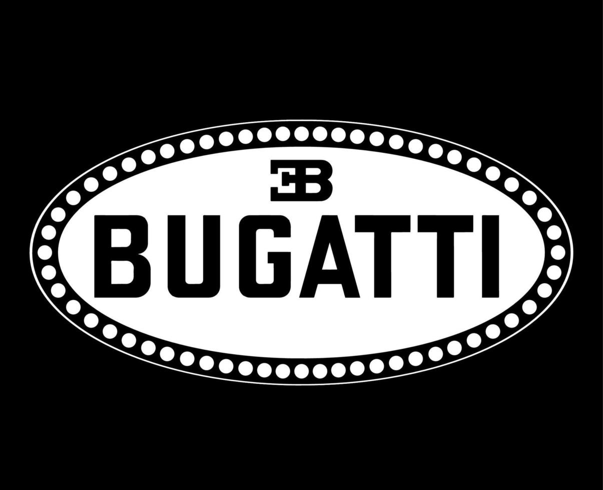 Bugatti Brand Logo Symbol White Design French cars Automobile Vector Illustration With Black Background