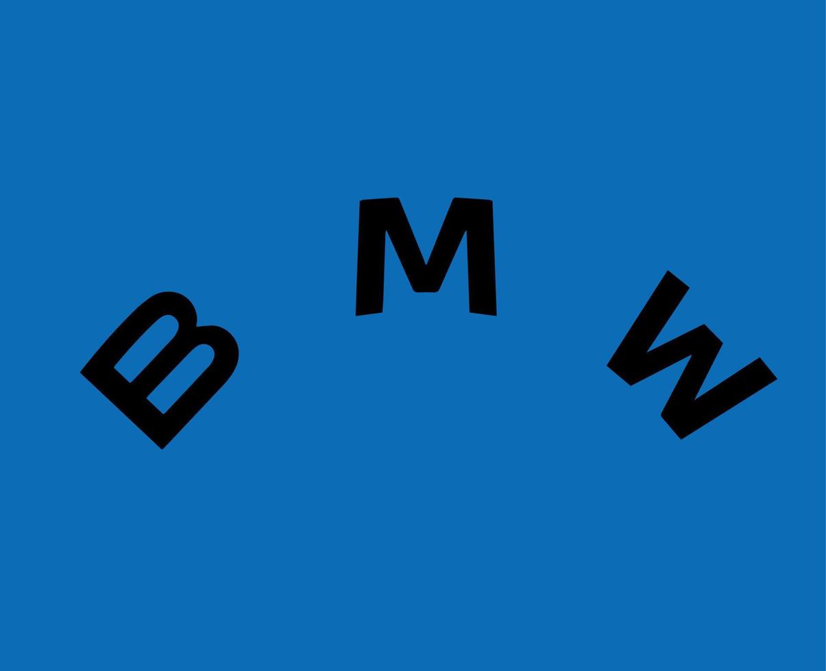 BMW marca logo coche símbolo nombre negro diseño Alemania automóvil vector ilustración con azul antecedentes