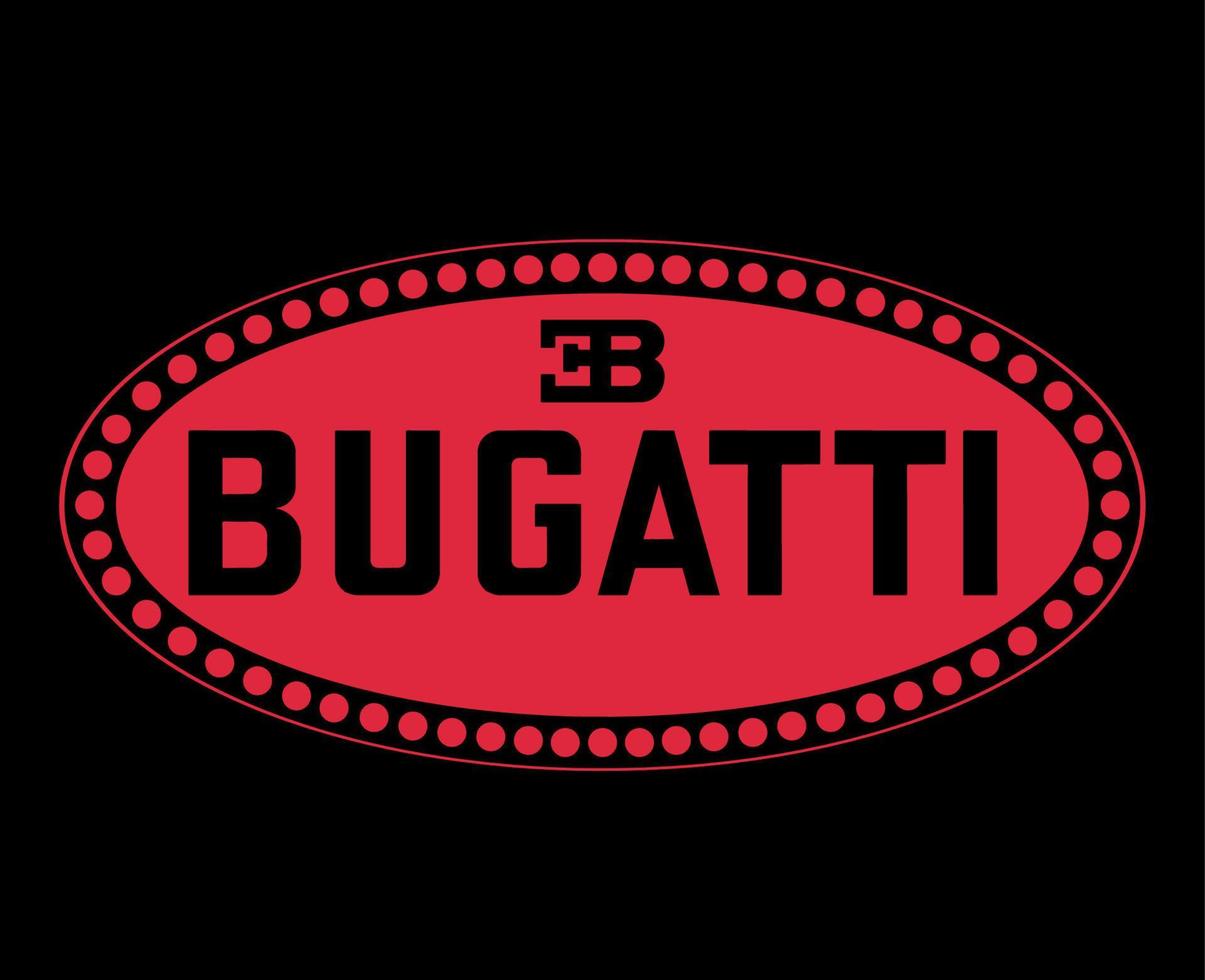 Bugatti Brand Logo Symbol Red Design French cars Automobile Vector Illustration With Black Background