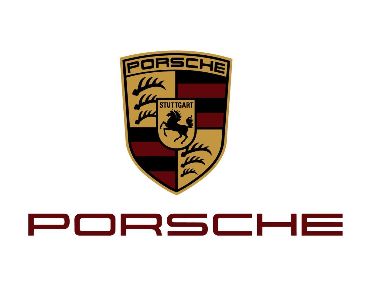 Porsche Logo Brand Car Symbol With Name Red Design German Automobile Vector Illustration