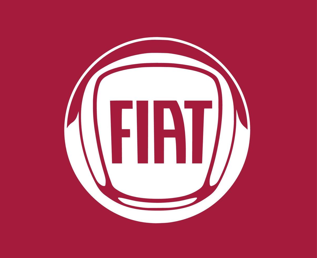 Fiat Brand Logo Car Symbol White Design Italian Automobile Vector Illustration With Red Background