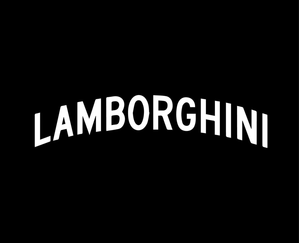 Lamborghini Brand Logo Car Symbol Name White Design Italian Automobile Vector Illustration With Black Background