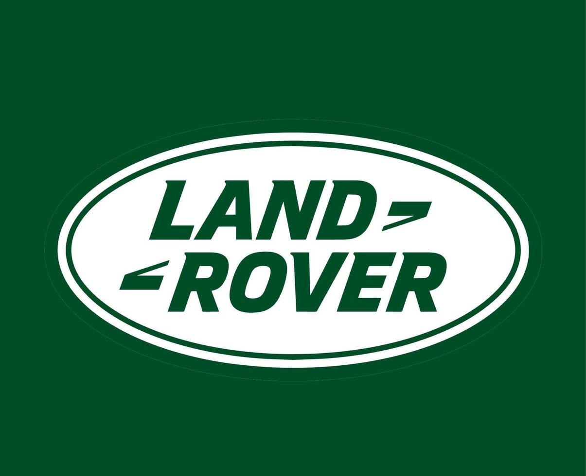 Land Rover Brand Logo Car Symbol White Design British Automobile Vector Illustration With Green Background