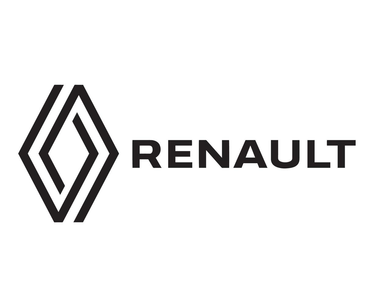 renault logo marca coche símbolo con nombre blanco diseño francés automóvil  vector ilustración con negro antecedentes 20500809 Vector en Vecteezy