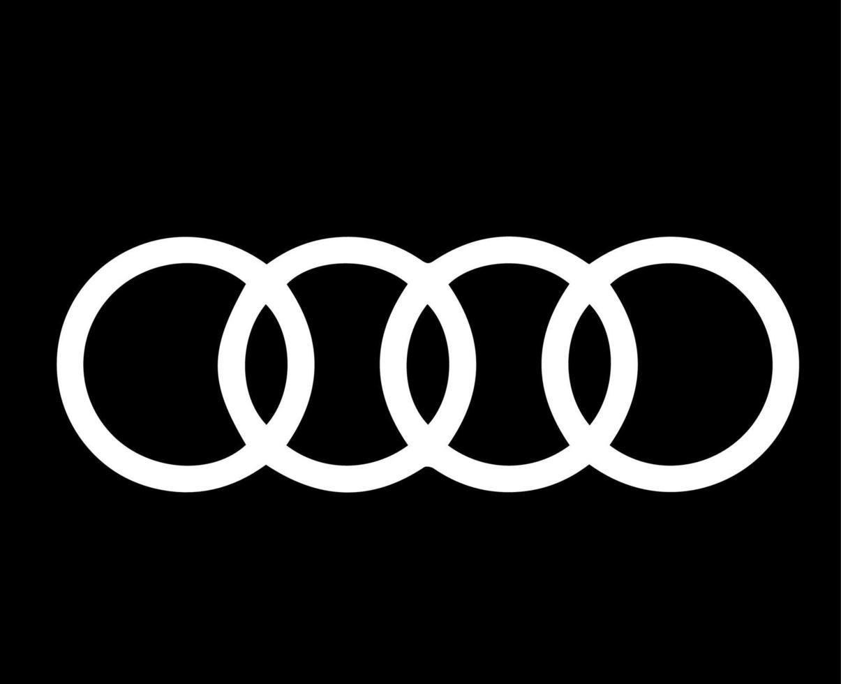 Audi Brand Symbol Logo White Design german cars Automobile Vector Illustration With Black Background