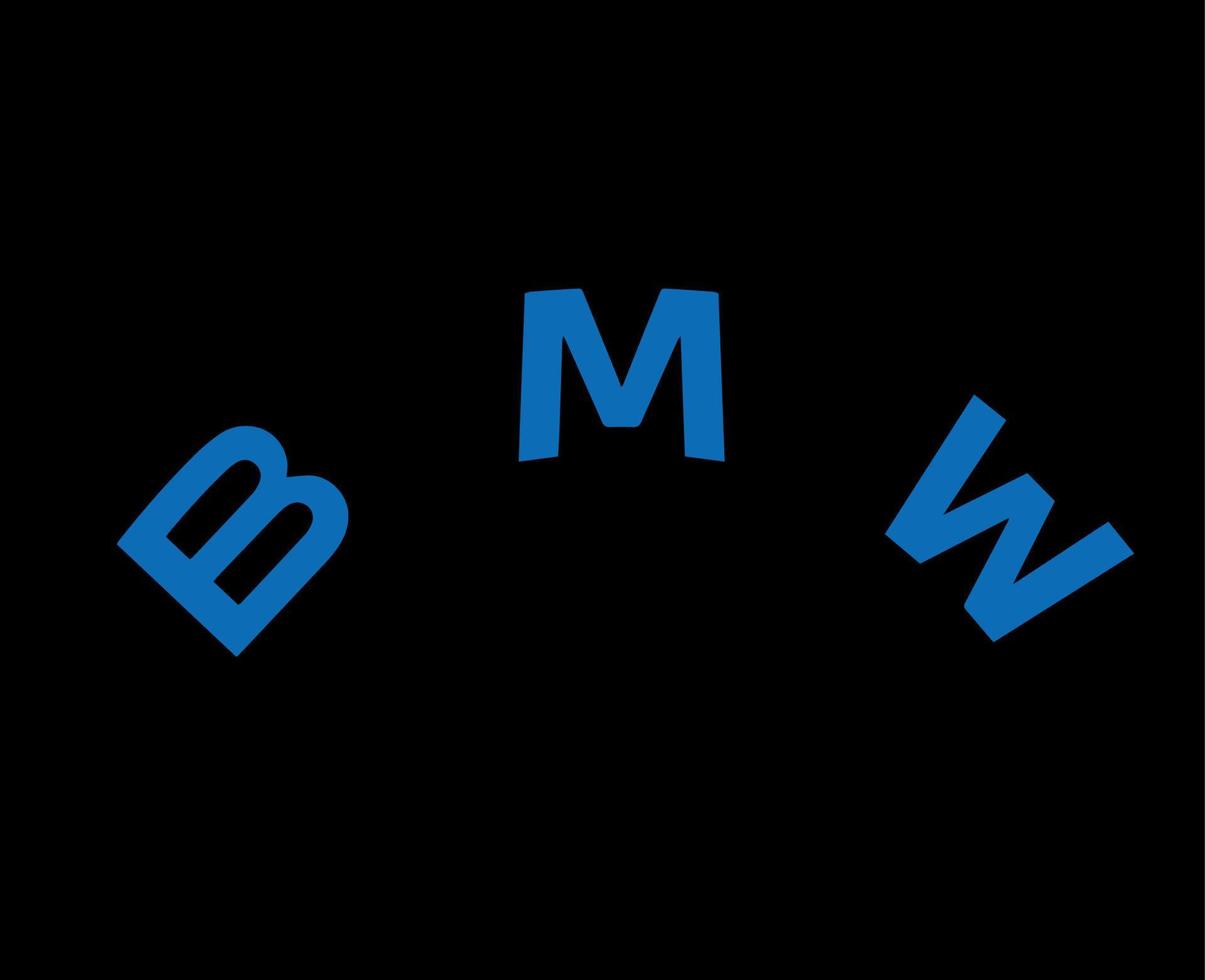 BMW Brand Logo Car Symbol Name Blue Design Germany Automobile Vector Illustration With Black Background