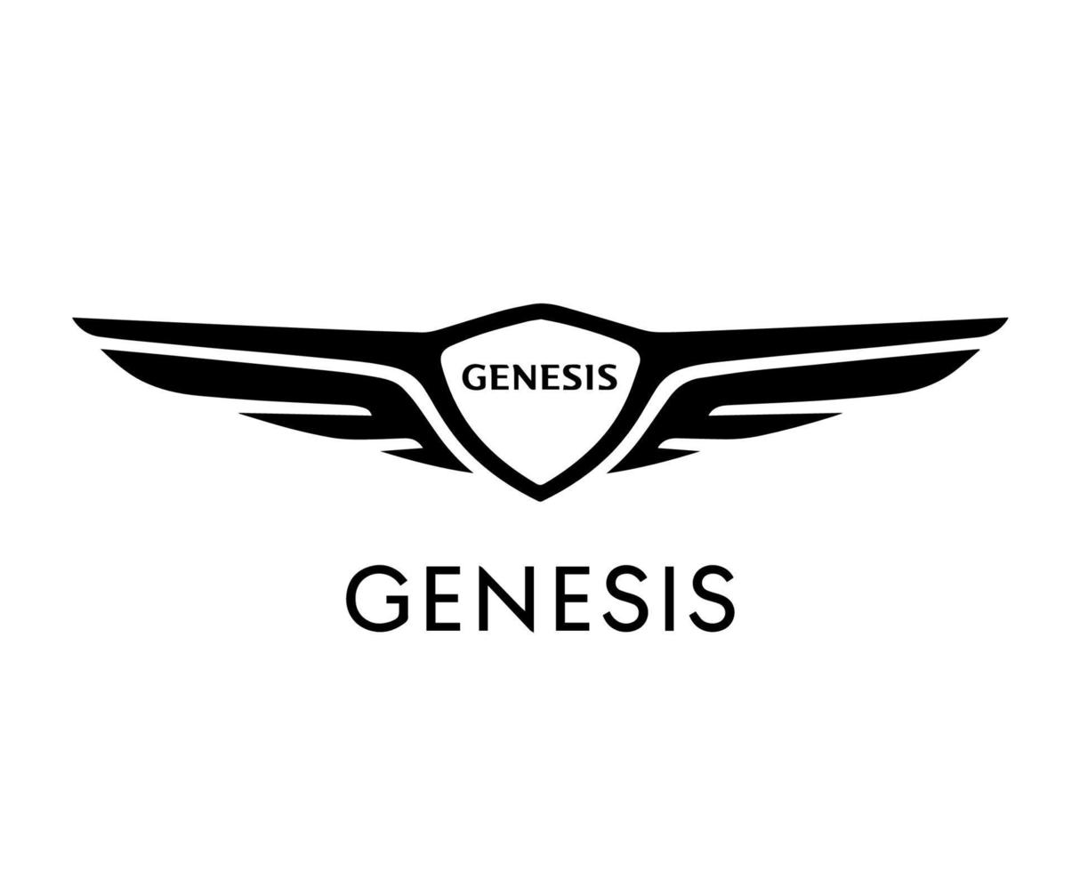 Genesis Brand Logo Car Symbol With Name Black Design South Korean Automobile Vector Illustration