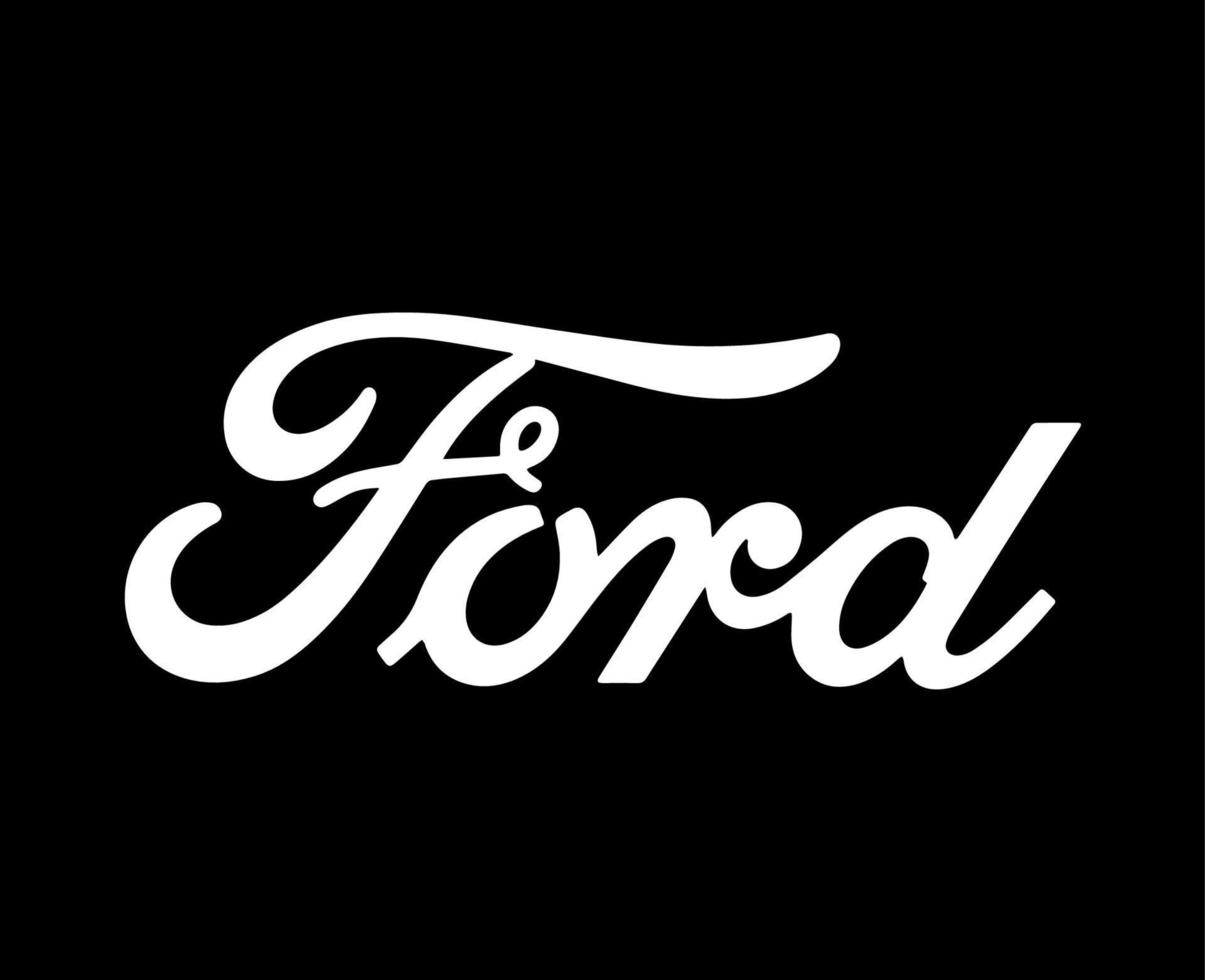 Ford Brand Logo Car Symbol Name White Design Usa Automobile Vector Illustration With Black Background