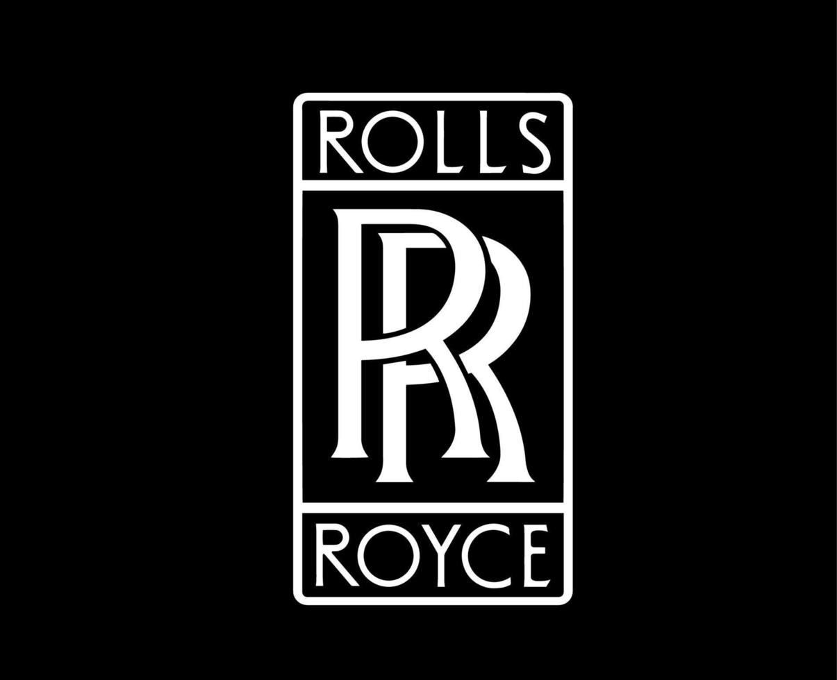 Rolls Royce Brand Logo Symbol White Design British Car Automobile Vector Illustration With Black Background