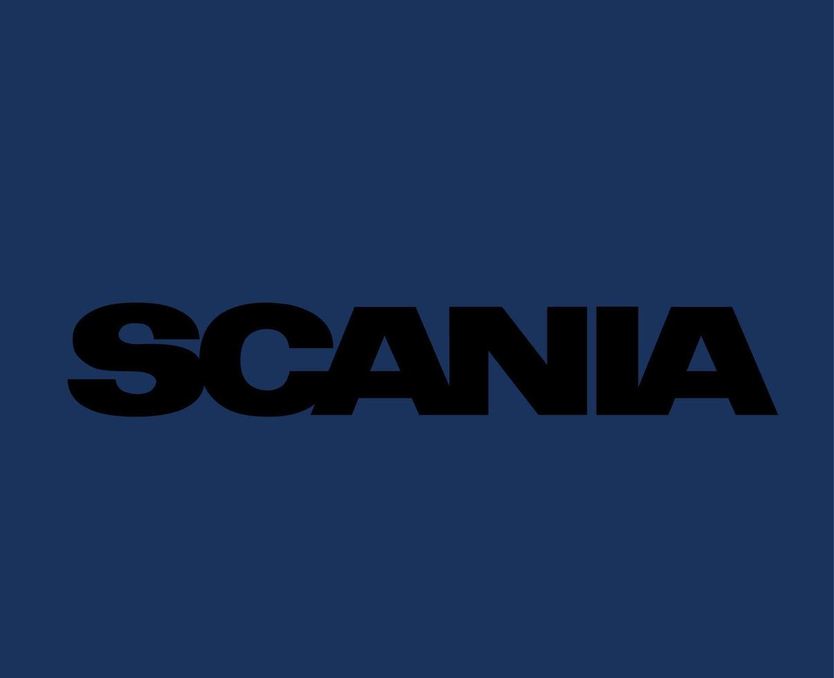 Scania Brand Logo Car Symbol Name Black Design Swedish Automobile Vector Illustration With Blue Background