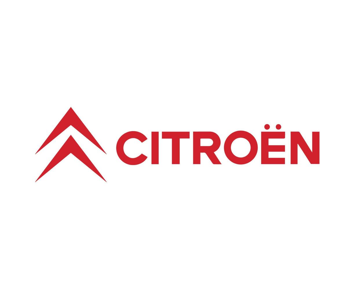 citroen logo símbolo marca con nombre rojo diseño francés coche automóvil vector ilustración