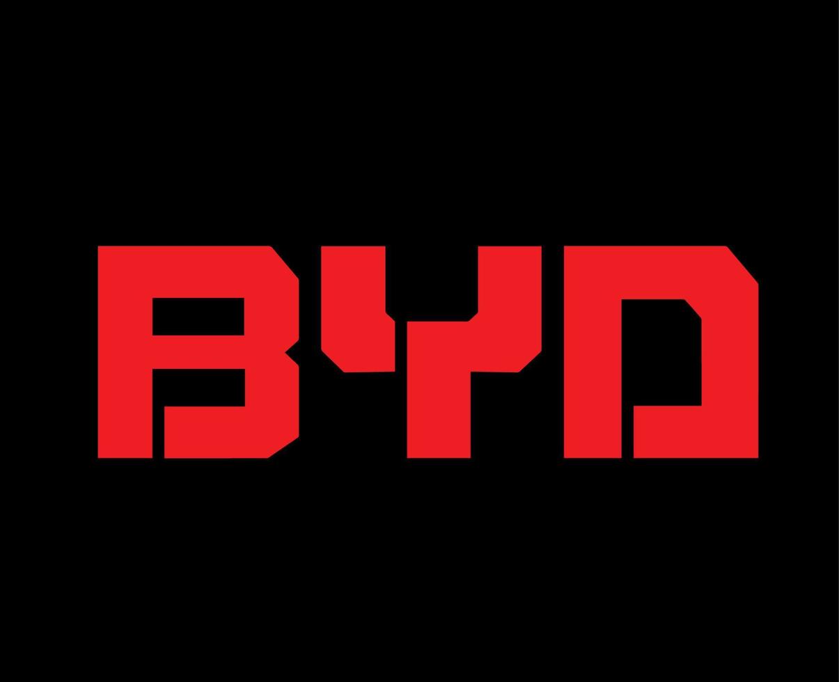 BYD Brand Logo Symbol Name Red Design China Automobile Car Eco Vector Illustration With Black Background