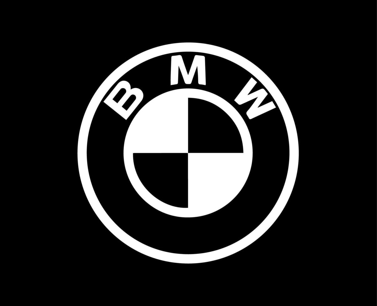 BMW Brand Logo Symbol White Design Germany Car Automobile Vector Illustration With Black Background