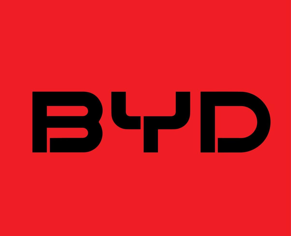 byd marca logo coche símbolo nombre negro diseño China automóvil vector ilustración con rojo antecedentes