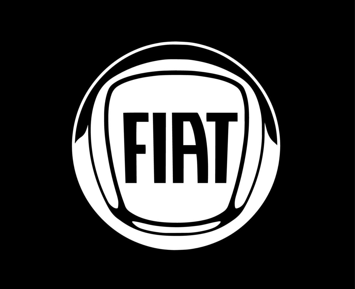 Fiat Brand Logo Car Symbol White Design Italian Automobile Vector Illustration With Black Background