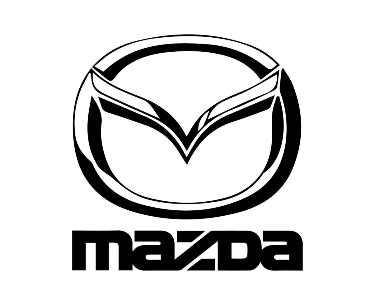 mazda marca logo símbolo con nombre negro diseño Japón coche automóvil vector ilustración