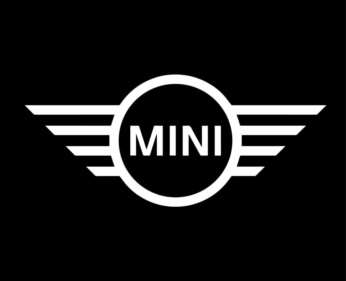 Mini Brand Logo Car Symbol With Name White Design german Automobile Vector Illustration With Black Background