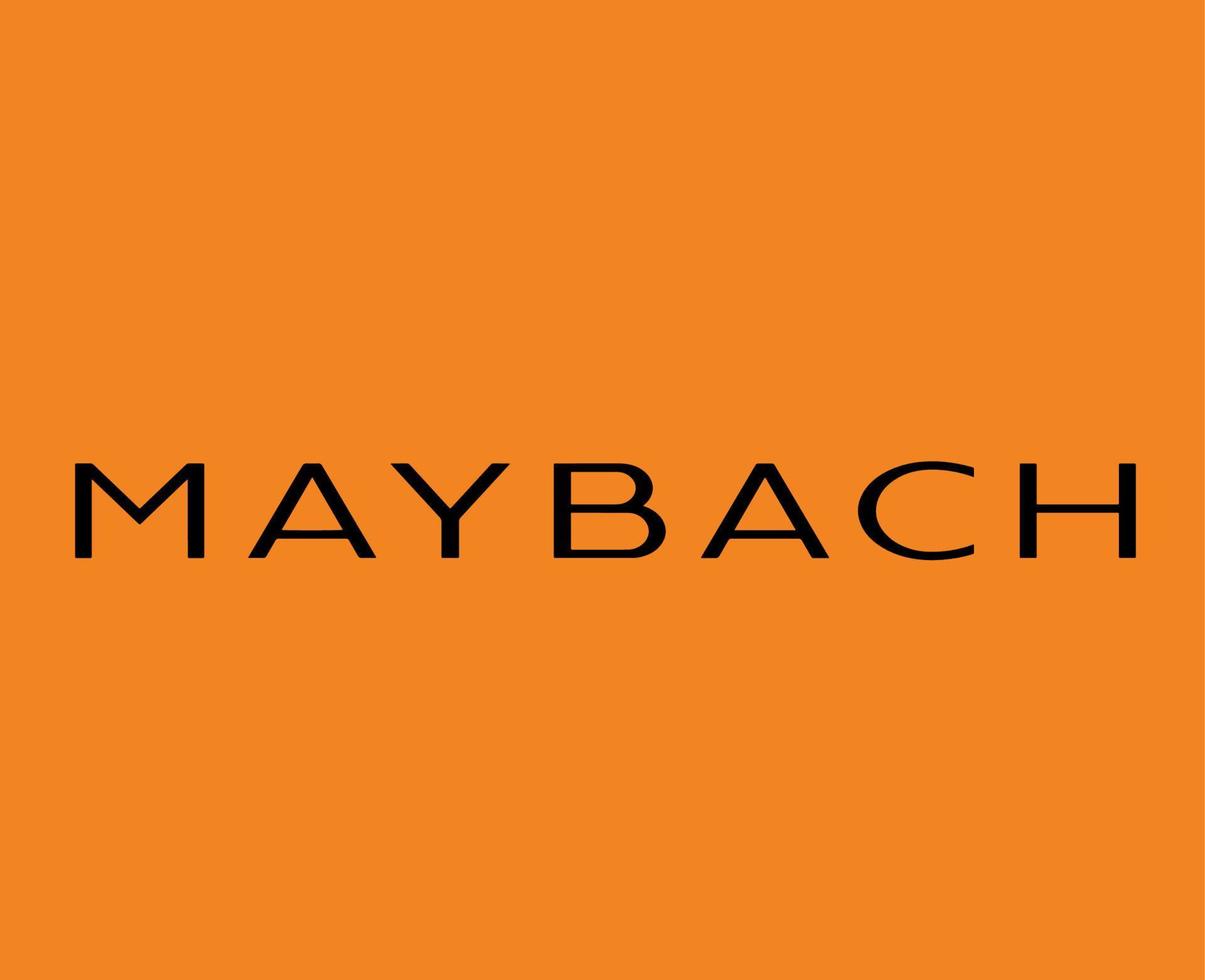 Maybach Brand Logo Car Symbol Black Name Design German Automobile Vector Illustration With Orange Background